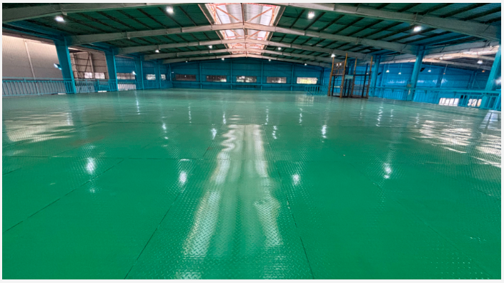 二樓鋼結構夾層：地衛士環氧防銹無塵地坪漆完工圖