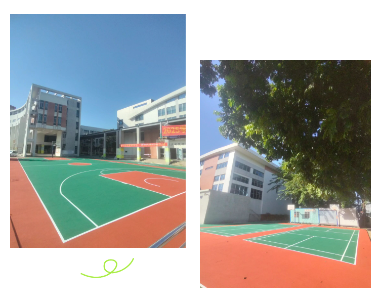 沖鶴小學(xué)改造后的羽毛球場(chǎng)、籃球場(chǎng)