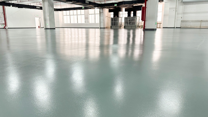 廣東天清佳遠(yuǎn)工業(yè)廢氣處理環(huán)保設(shè)備制造工廠車(chē)間地衛(wèi)士聚氨酯砂漿超耐磨地坪漆完工圖