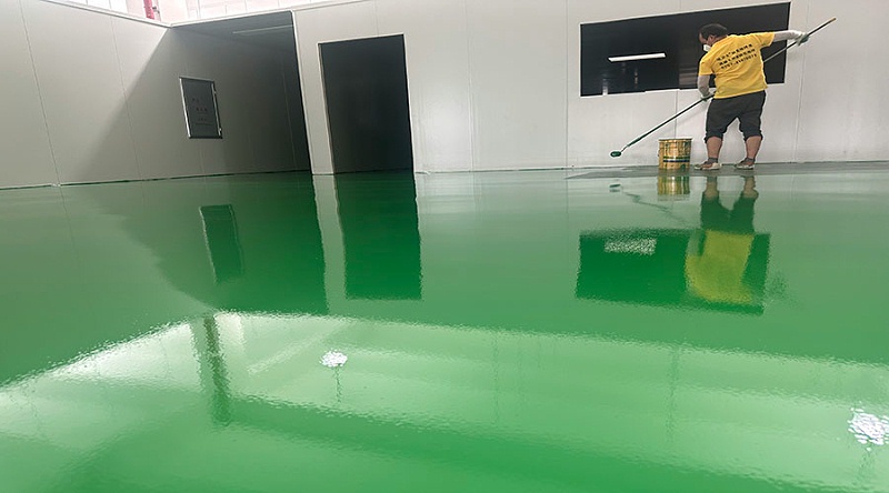 深圳聚悅環境科技公司“地衛士”滾面耐磨型環氧地坪漆施工圖一角