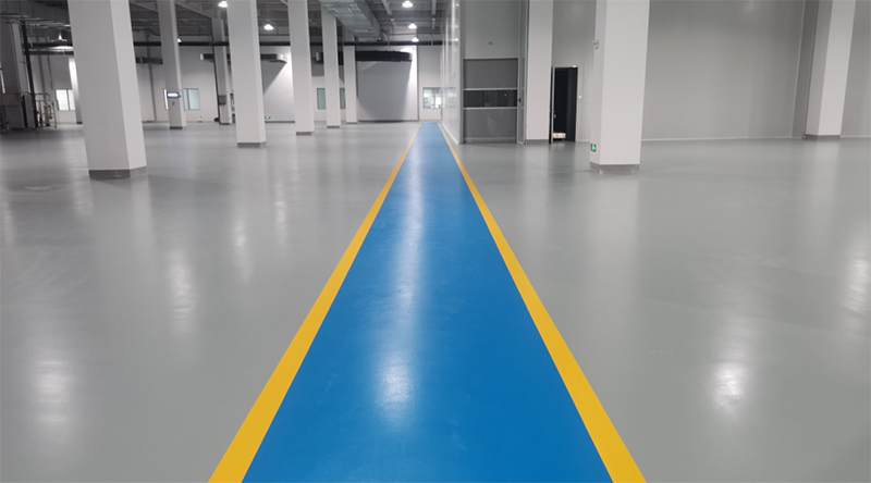 “金三江（肇慶）硅材料公司”車間選用“地衛士”聚氨酯超耐磨地坪漆及完工展示圖