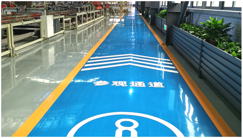 “白兔陶瓷”示范車間選用“地衛士”地坪漆及劃線完工展示圖